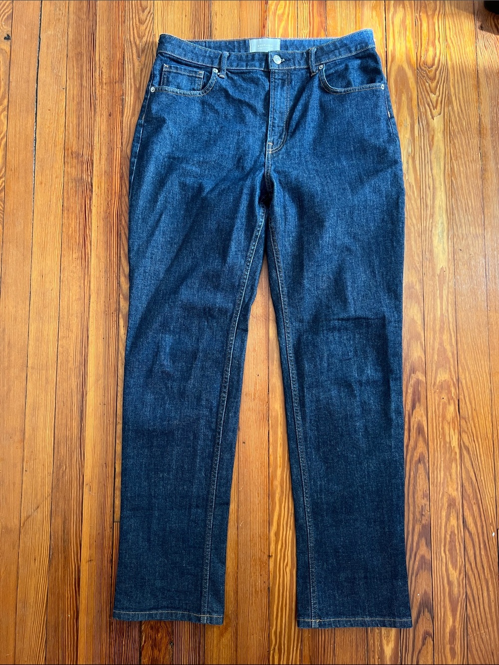 Everlane Dark Wash High Rise Straight Leg Denim Jeans Classic Indigo Size 32